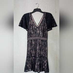 BB Dakota Navy and Cream Lace Midi Dress